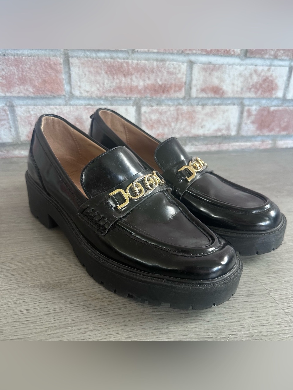 Sam Edelman Teagan Lug Sole Chunky Loafers Black Women’s 8 Academia